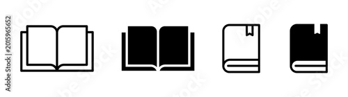 Bild auf Leinwand books icon set vector, Open and Closed Book symbol collection