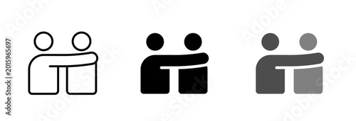 Bild auf Leinwand Black and White Friendship Support Icon Set Vector with Helping People Relations