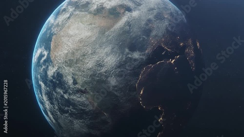 Cinematic Zoom In Towards Earth from Deep Space
