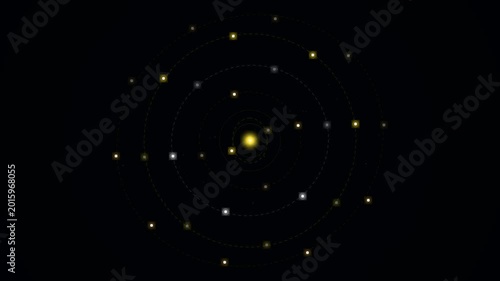 Abstract glowing starburst pattern with central bright light and surrounding dots.