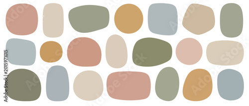 Obraz na płótnie A collection of various abstract organic shapes in a soft, muted color palette