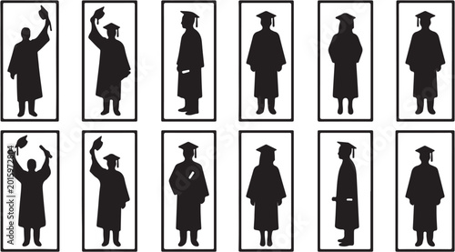 Fotografia Silhouettes of Graduates Celebrating Academic Achievement and Success