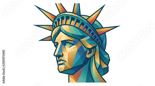 Statue of liberty pop art illustration geometric design patriotic american symbol
