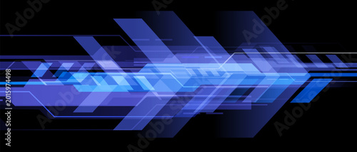 Abstract blue cyber arrow speed direction geometric technology futuristic dynamic design on black blank space background vector