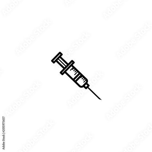 Tableau sur toile Minimalist black line drawing icon of a hypodermic medical syringe with medicine