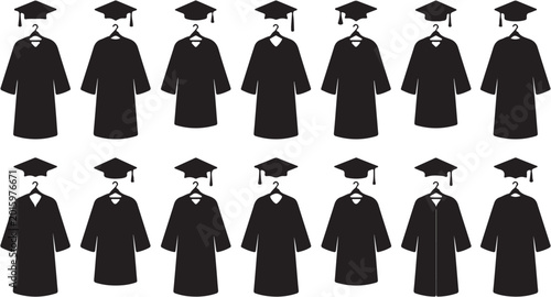 Konstfotografi Graduation gowns and caps icons set.