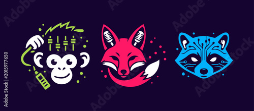 Fotografía Cyber Animal Mascot Logo Set for Gaming Podcast and Music Production