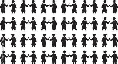 Konstfotografi Many small black human silhouettes holding hands.