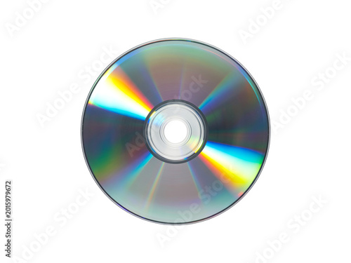 Iridescent Compact Disc CD Rainbow Reflection Isolated White Background