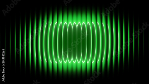 Bilde på lerret Abstract ribbed glass lines with flowing gradient blending intense green doomsday colors