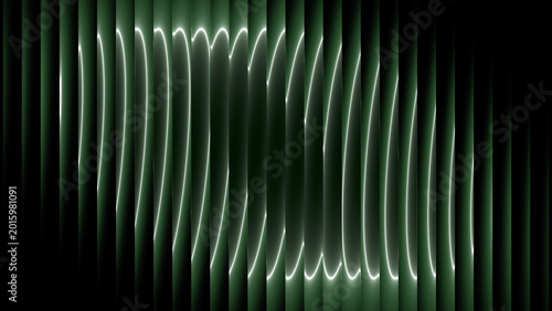 Bild auf Leinwand Abstract ribbed glass lines with flowing gradient blending intense green doomsday colors