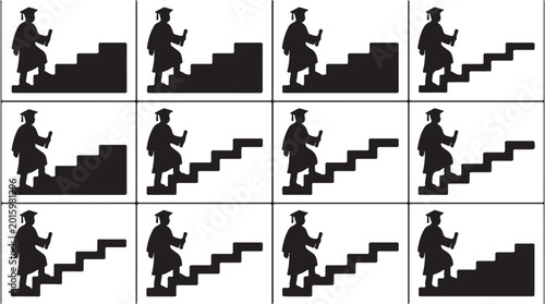 Photography Man climbing up many stairs.