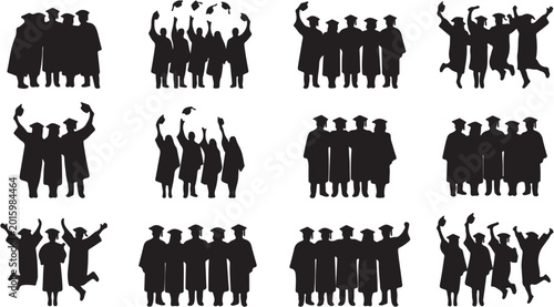 Tableau sur toile Graduates in caps and gowns celebrating.