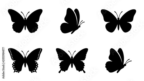Foto Butterfly Silhouettes Collection, Insect Icons, Nature Graphics, Vector Art
