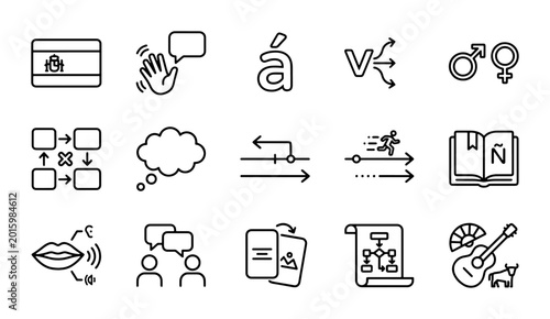 Φωτογραφία Language Learning Icons: Communication, Culture, and Education Vector Set