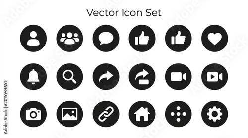 Vector icon set with various symbols and signs