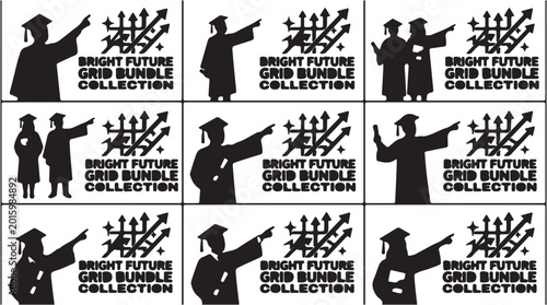 Tableau sur toile Graduation Cap Silhouette Pointing Upwards.