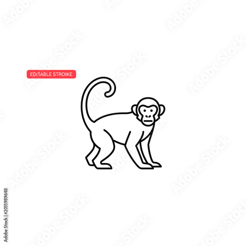 Canvas Print Minimalist line art vector illustration of a standing primate monkey