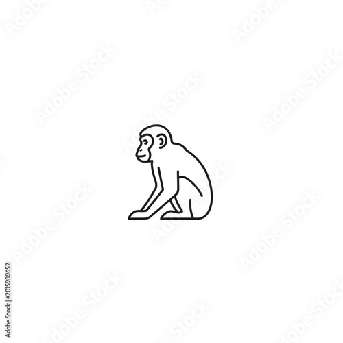 Photography Small sitting monkey line icon graphic vector illustration with wildlife
