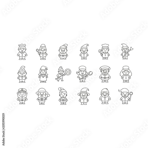 Set of whimsical hand-drawn character avatars with characters, illustrations
