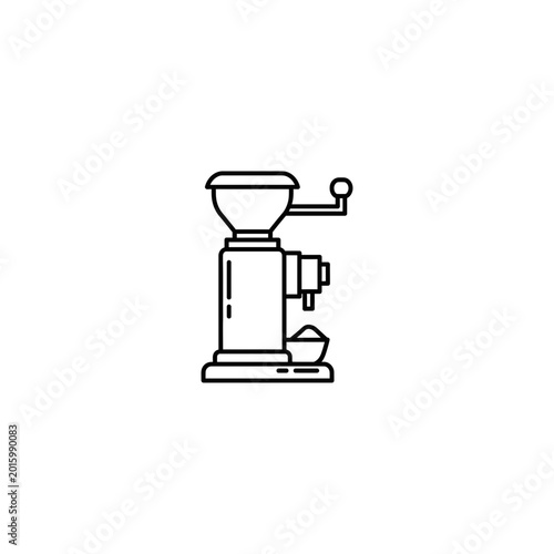 Modern manual coffee grinder icon with appliance espresso beverage caffeine
