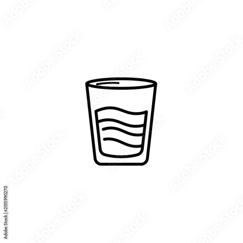 Single glass of water vector icon graphic with beverage hydration container
