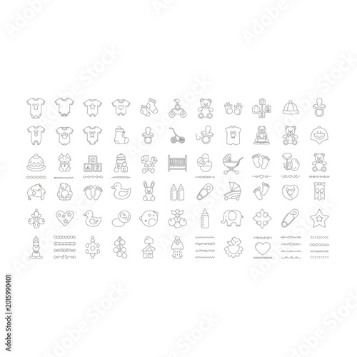 Assorted geometric and symbolic graphic icons grid with collection, abstract