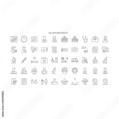 Set of medical and healthcare related line icons with healthcare, hospital