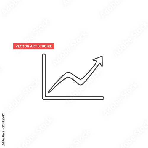 Rising business graph line icon for data presentation with business, increase