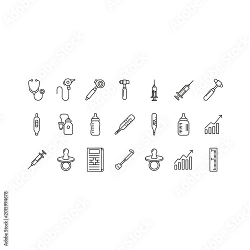 Comprehensive healthcare and medical instrument icon set with healthcare