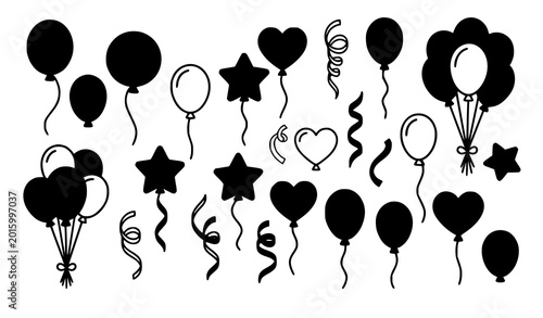 Mixed style balloon icon set vector colorful celebration decoration symbols isolated on white
