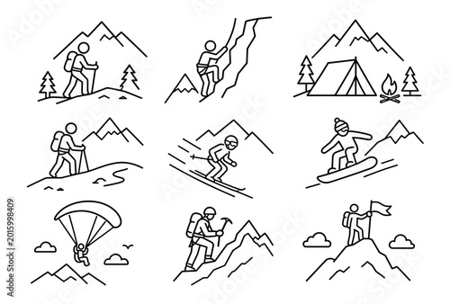 Billede på lærred People Hiking Mountain Adventure.
