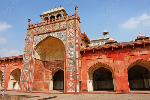 Canvas-taulu Akbar's  mausoleum of the third and greatest Mughal emperor Akbar  is situated of grounds in Sikandra, a suburb of Agra, Uttar Pradesh, India