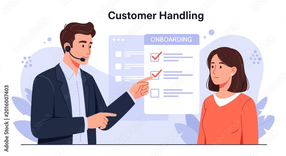 Fototapeta premium Customer Service Onboarding Process Illustration