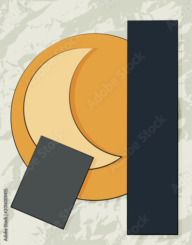 Abstract geometric poster with crescent moon