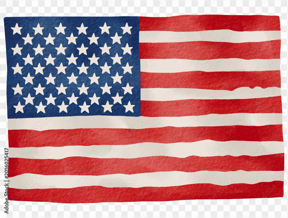 Obraz premium Watercolor American flag patriotic independence celebration illustration Vector.