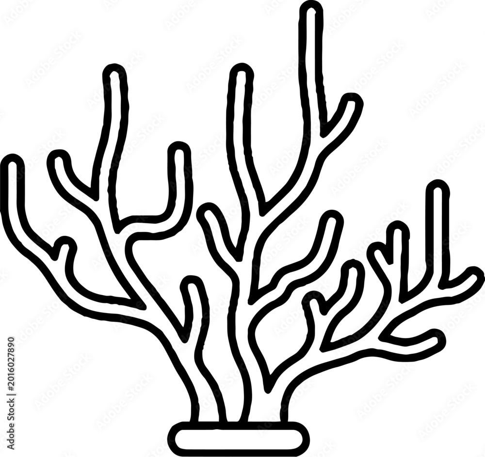 Fototapeta premium Underwater Sea Coral Branching Outline