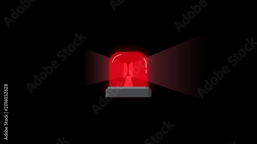 Animated red emergency siren with flashing warning light and rotating beacon effect isolated on transparent background for alert, police, danger, and emergency projects.