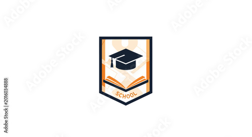 Free Download Education School Emblem with Graduation Cap and Open Book. - GFXLoad