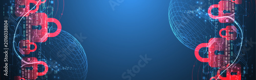Data security Illustrates cyber data or information privacy idea. Color abstract  technology background.
