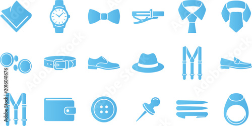 Foto Gentleman's accessories icons and symbols set for men fashion and style collection