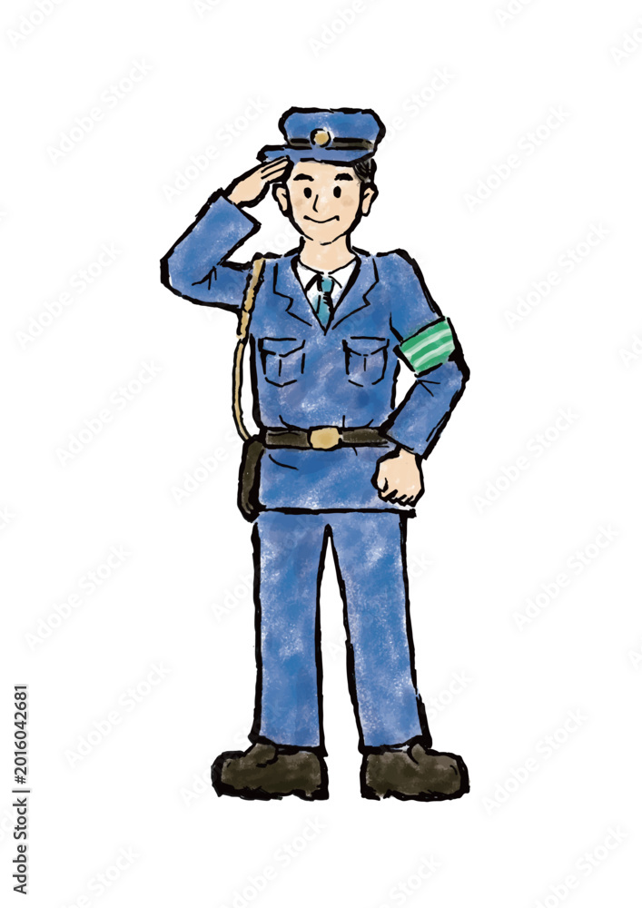 Fototapeta premium 警察官の手書きイラスト