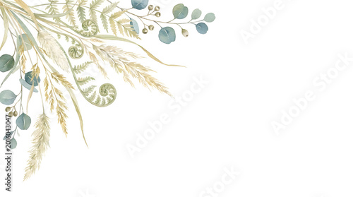 Elegant Botanical Wedding Corner PNG