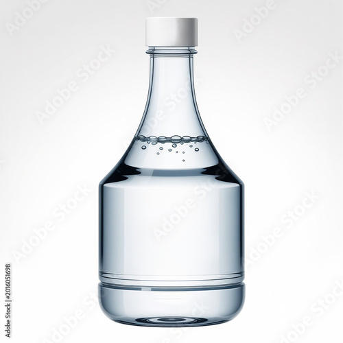 Clear Glass Beverage Bottle Isolated on White for Premium Branding Mockup, Refreshing Mineral Water in Transparent Glass Bottle 3D Render Illustration