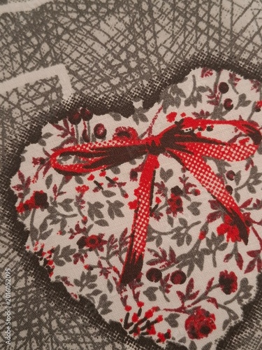 Vintage Heart Floral Fabric Pattern