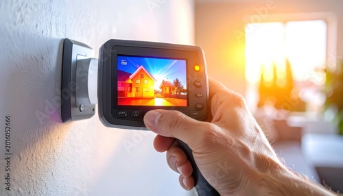 A radiant glimpse of domestic serenity and technological observation.