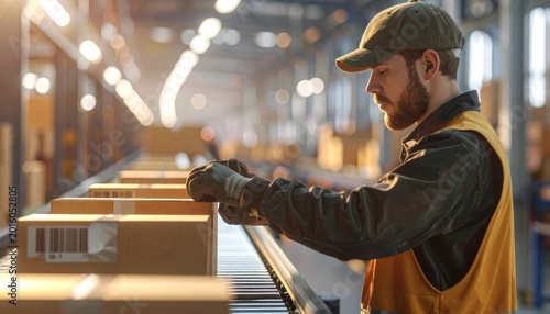 A solitary worker amidst the flow of logistics
