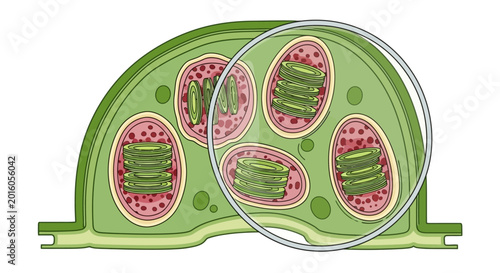 Photos Clear illustration of plant cell chloroplasts and the process of photosynthesis