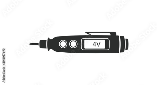 Foto Black silhouette of a 4v battery tester with probe
