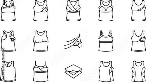 Fotografía Maternity and Nursing Women's Apparel Outline Icons Set